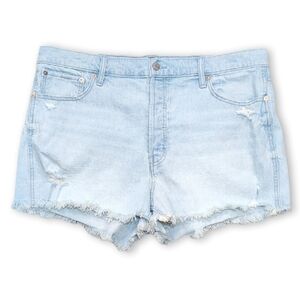 GAP Cheeky High Rise Shorts Light Blue Wash Button Fly Distressed Womens Size 18